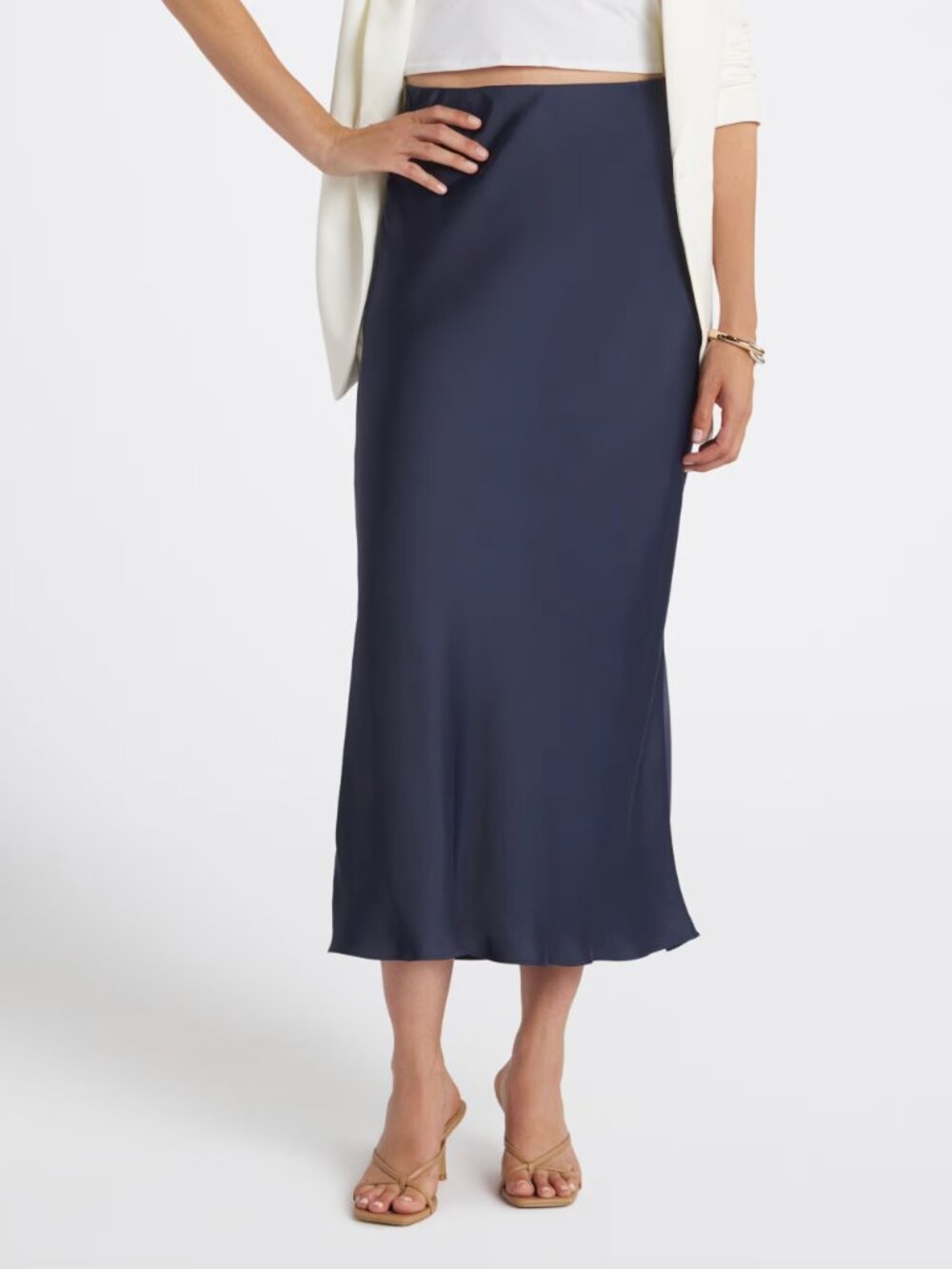 Europa Navy Blue Midi Slip Skirt by Z Supply Size